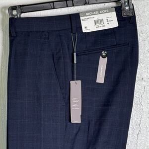 Michael Kors Men's Classic-Fit Wool-Blend Suit Pants Navy Plaid, 31x32 $200